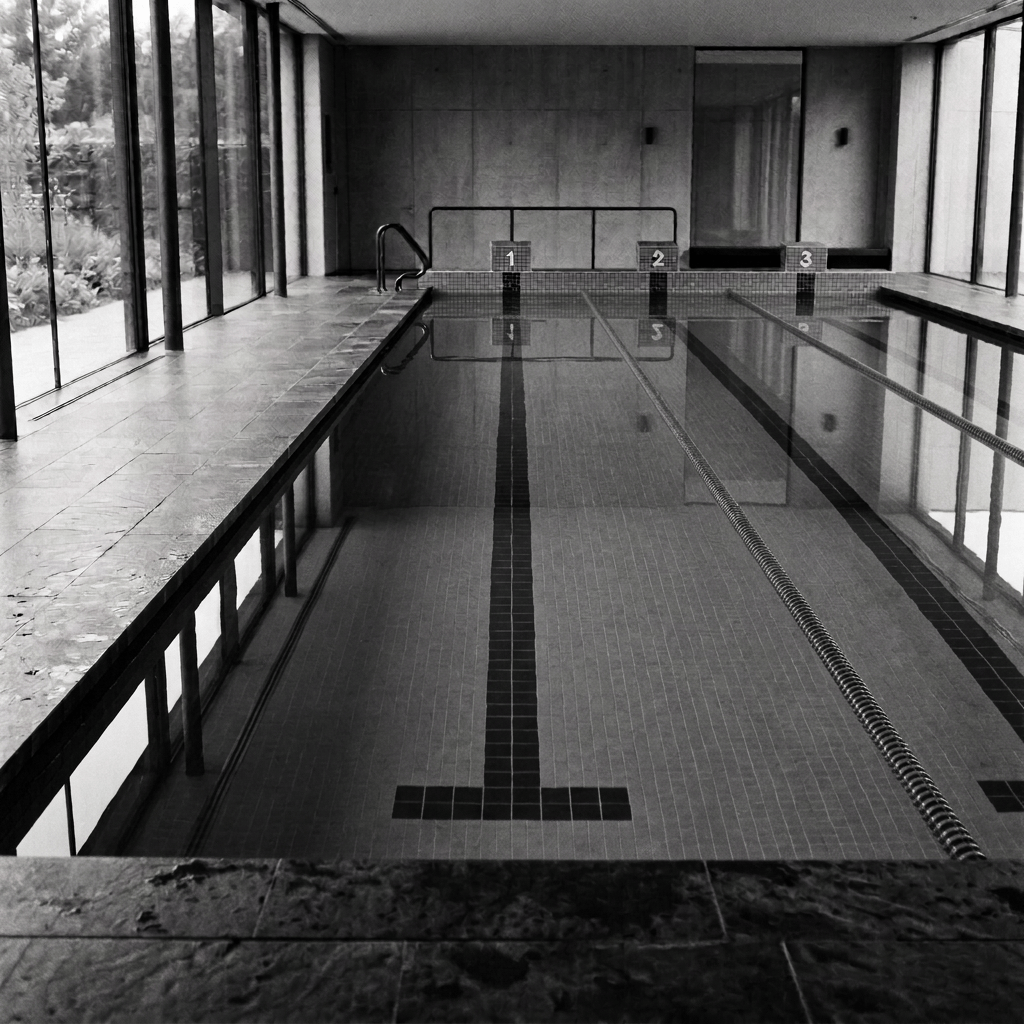 Swimmer doing freestyle stroke in an indoor swimming pool lane